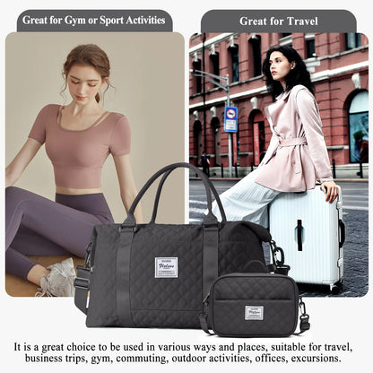 Overnight Bags for Women Carry on Bag Holdall Weekend Bag,Travel Duffel Bag Cabin Bag Women,Waterproof Sport Duffel Bag with Wet Bag,Gym Tote Bag Men, Mum Hospital Bag Maternity Pink