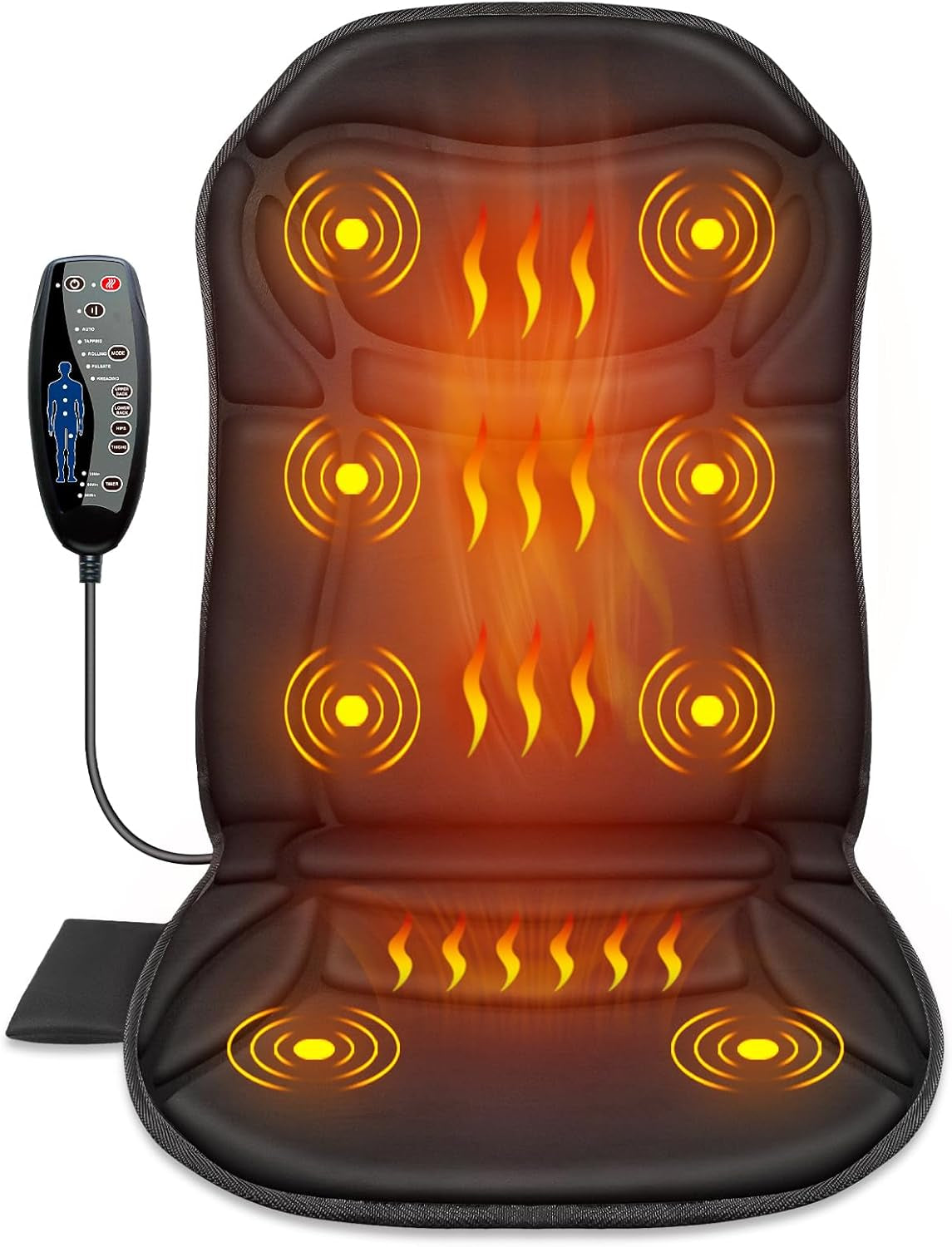 Back Massager Chair Pad,Massage Seat Cushion, Back Massage with Heat, 4 Vibration Intensities & 2 Heat Levels,Electric Massager Pain Relief,Gifts for Men,Women