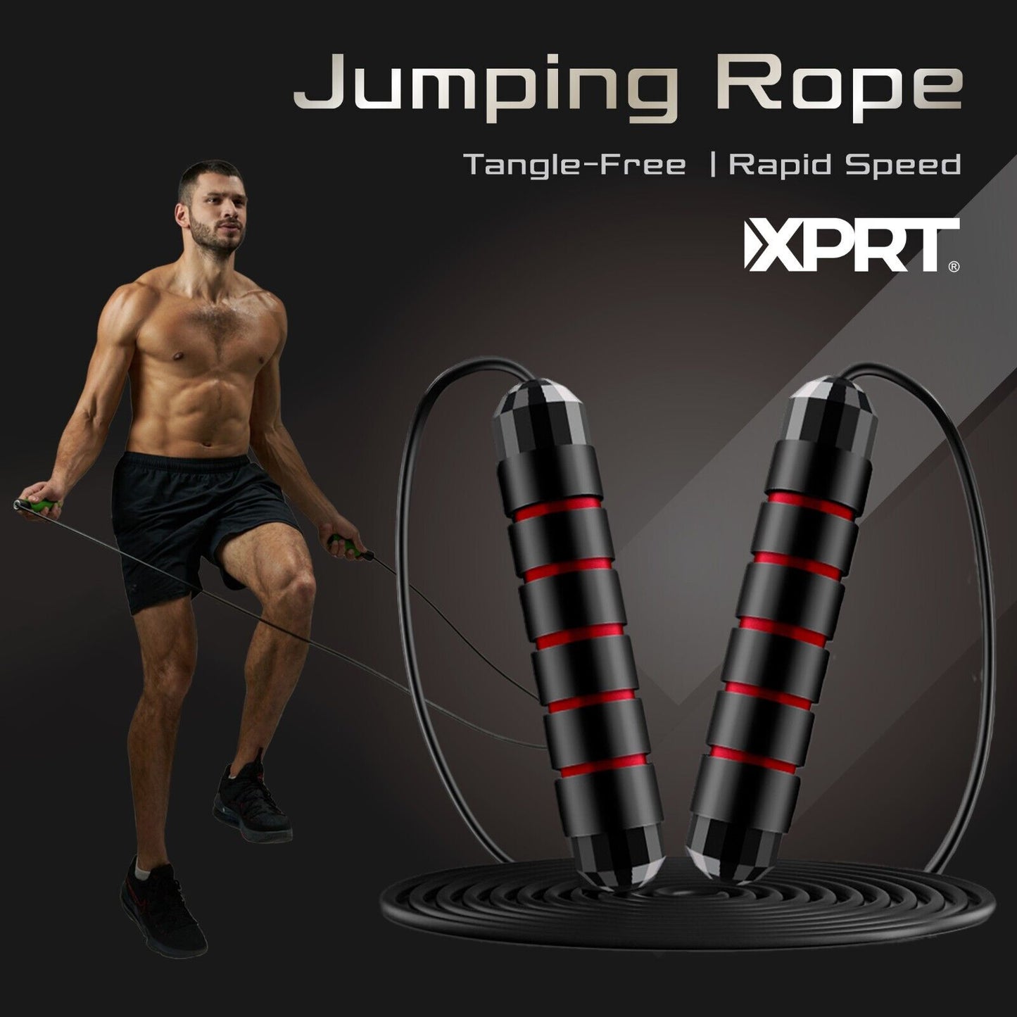 XPRT Fitness Pro Jump Rope - Tangle-Free with Ball Bearings, Adjustable 13Ft