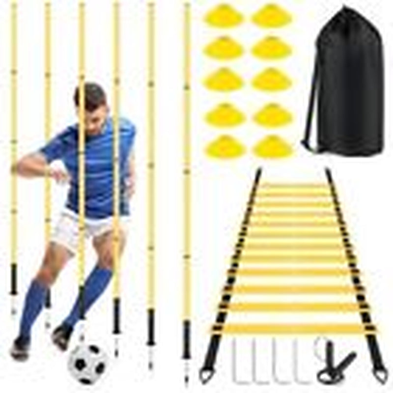 Soccer Agility Training Equipment: 6 Soccer Agility Poles, 20Ft Agility Yellow