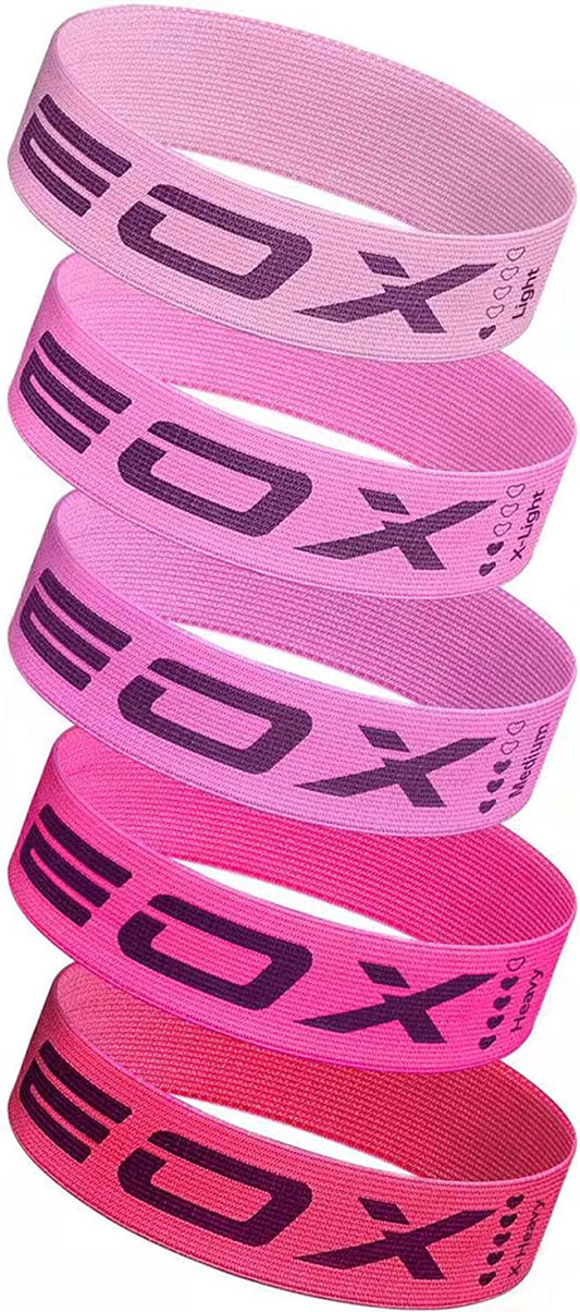 EOX Exercise Resistance Fabric Loop Bands, Non-Slip Resistance Workout Bands for Legs & Butt and Glutes, 5 Resistance Levels Hip Training Bands (Pink)