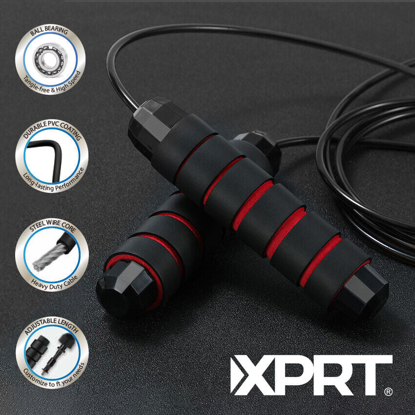 XPRT Fitness Pro Jump Rope - Tangle-Free with Ball Bearings, Adjustable 13Ft