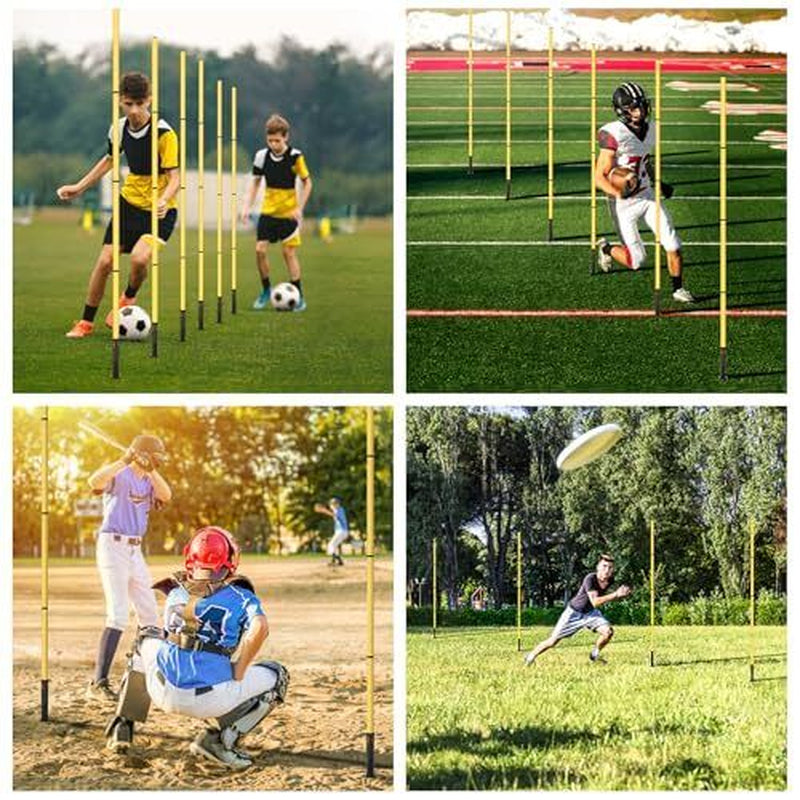 Soccer Agility Training Equipment: 6 Soccer Agility Poles, 20Ft Agility Yellow