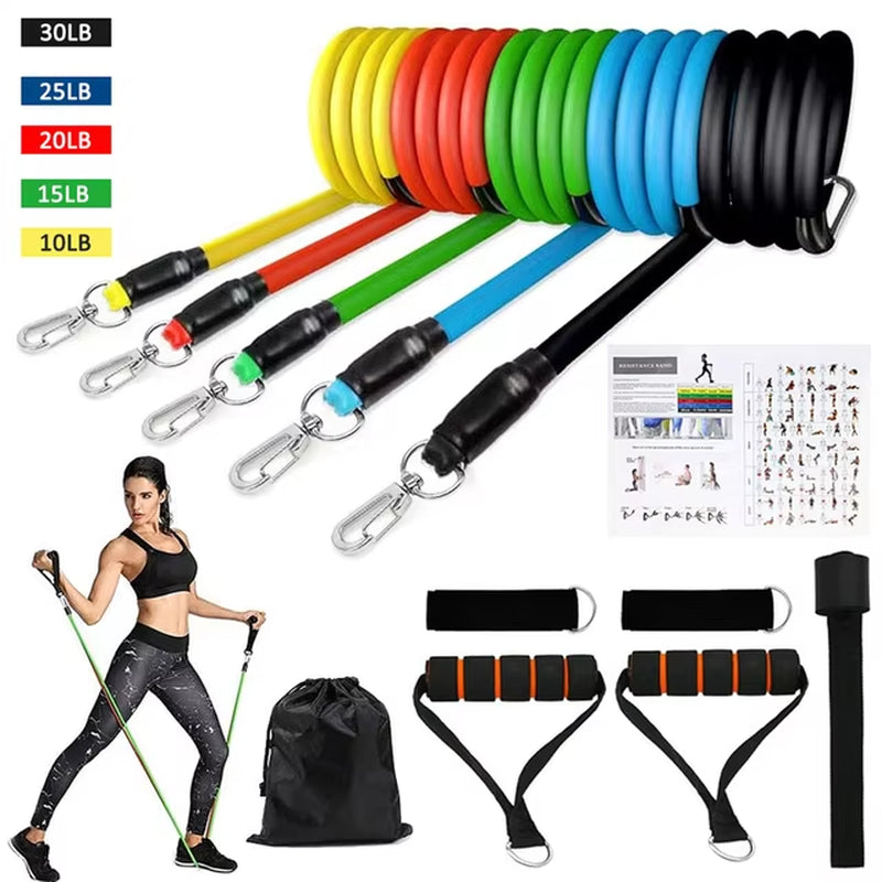 Fitness Pilates Bar Kit Resistance Bands with Ab Roller for Abs Workout Core Strength Training Equipment Portable Home Gym